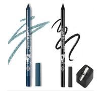 Colorato Gel Glitter eyeliner matite penna set, 2 pezzi Eyeliner impermeabile Labbra Liner Ombra d'occhio Matite sopracciglia Pen Eye Makeup (01 Nero & 09 Blu freddo)