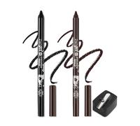 Colorato Gel Glitter eyeliner matite penna set, 2 pezzi Eyeliner impermeabile Labbra Liner Ombra d'occhio Matite sopracciglia Pen Eye Makeup (01 Nero & 06 Marrone)
