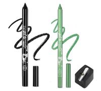 Colorato Gel Glitter eyeliner matite penna set, 2 pezzi Eyeliner impermeabile Labbra Liner Ombra d'occhio Matite sopracciglia Pen Eye Makeup (01 Nero & 08 Verde)