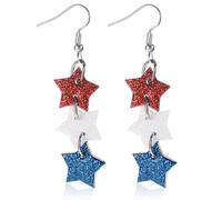 Colorato Glitter Stella Goccia 4 di Luglio Giorno dell'Indipendenza Orecchini Patriottici Orecchini Pendenti Lungo Nappa Orecchino Celeste Dichiarazione Orecchini Bandiera Americana Giorno