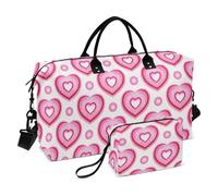 Colorato Gradiente Cuore Pesca Borsa A Mano Da Viaggio Carry On Spalla Weekend Tote Gym Duffel Bag con Cinghia Regolabile per Trekking 2 Pz Set Bolsa de lona para