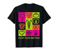 Colorato Icone Mediche Cuore Caduceo Design Maglietta