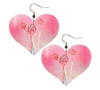 Colorato lecca-lecca stampe eleganti orecchini a forma di cuore leggeri accessori da donna perfetti per feste e San Valentino.