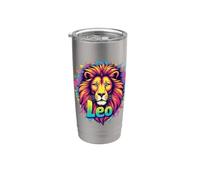 Colorato Leone Zodiaco Splash Art Bicchiere termico in acciaio inox doppia parete