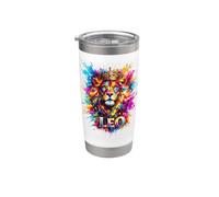Colorato Leone Zodiaco Splash Art Bicchiere termico in acciaio inox doppia parete