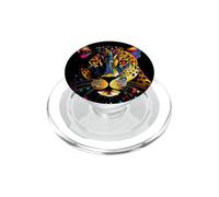 Colorato Leopardo Viso Jaguar Animale Grossi Gatti Pantera Nero PopSockets PopGrip per MagSafe