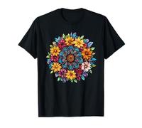 Colorato Mandala Fiore Cerchio Boho Floral Harmony Maglietta