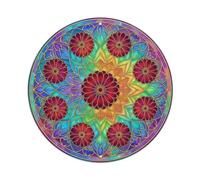 Colorato Mandala Zinnia Granato Stained Glass Style Pattern Metal Tin Sign