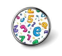 Colorato Matematica Numeri Graffiti Rotondo Smalto Risvolto Pin Zaino Spille Distintivo Gioielli Giacche Estetiche Cappelli Decor Art