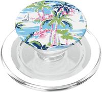 Colorato Mediterraneo Sea Palm Tree Barca a vela PopSockets PopGrip per MagSafe