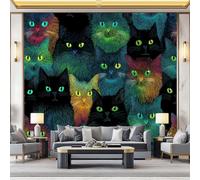 Colorato Moderno Carta da Parati no autoadhesivo, patrón Fantasia Gatto Animali Texture, ideal para decoración de interiores, pared de salón dormitorio o estudio 250 x 175 cm