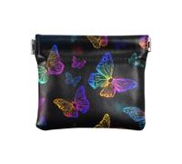 Colorato Neon Farfalla Modello Squeeze Coin Purse Pouch Change Holder PU Leather Mini Portafoglio portamonete per donne ragazze uomini