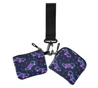 Colorato Neon Fluorescente Skateboard Portafogli da Donna Custodie per Carte Piccolo Portatile Carta di Credito Portafoglio Organizzatore con Cinturino da Polso per Viaggio 2 Pz para meter tarjetas de