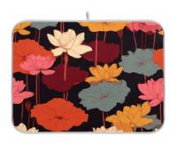 Colorato Ninfee Fiori Foglie Riutilizzabile Asciugatura Piatto Mat 18x24 Rettangolo Grande Scolapiatti Panno Decorativo Home Decor Essentials