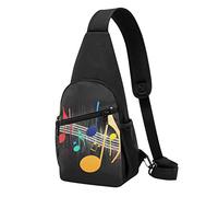 Colorato Nota Musicale Casuale Una Spalla Croce Corpo Borsa Del Petto Del Raccoglitore Del Telefono Sacchetto Del Telefono Degli, Nero , Taglia unica