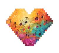 Colorato Note Musiche Stampa Art Mattone Puzzle A Forma di Cuore FAI DA TE Building Blocks Set 3D Puzzle Home Decor 82 Pezzi