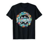 Colorato Ocean Pesca Tropical Fish Circle Maglietta