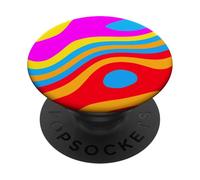 Colorato Ondulato Astratto Retrò Stile Che Scorre Linee Ar PopSockets PopGrip Adesivo