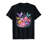 Colorato Origami Farfalle Floreale Peonia Giard Maglietta