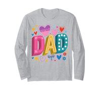 Colorato papà Lettere Cuori Stelle Padre Maglia a Manica