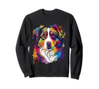 Colorato Pastore Australiano Pop Art Tie Dye Tricolore Felpa