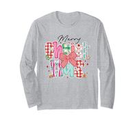 Colorato Patchwork Merry Christmas Lettering Bow & Cookies Maglia a Manica