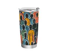 Colorato Persone Montagna Gente Mare In Acciaio Inox Bottiglia di Acqua Resistente A Perdite Flip Camping Tazza per Viaggi Sicuro Tumbler 20oz