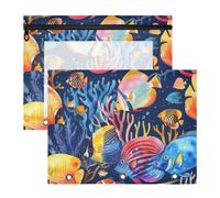 Colorato Pesce Blu Trasparente Astuccio Astuccio con Cerniera | Finestra trasparente per afferrare rapidamente, ampia vestibilità piatta, organizer per studio minimalista