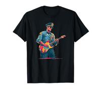 Colorato, Polizia, Ufficiale, con, Chitarra, Costume Maglietta