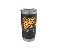 Colorato Pop Art Maccheroni e Formaggio Bicchiere termico in acciaio inox doppia parete