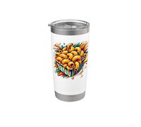 Colorato Pop Art Maccheroni e Formaggio Bicchiere termico in acciaio inox doppia parete
