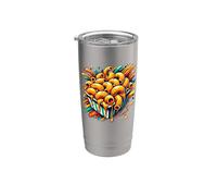 Colorato Pop Art Maccheroni e Formaggio Bicchiere termico in acciaio inox doppia parete