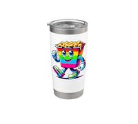 Colorato Pop Art Maccheroni e Formaggio Bicchiere termico in acciaio inox doppia parete