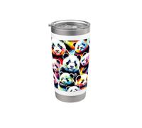 Colorato Pop Art Pandas Pattern Estetica Panda Bicchiere termico in acciaio inox doppia parete