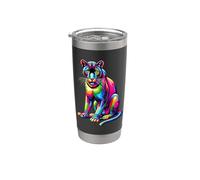 Colorato Pop Art Pantera Pantere Bicchiere termico in acciaio inox doppia parete