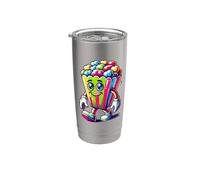 Colorato Pop Art Popcorn Chicco Di Mais Bicchiere termico in acciaio inox doppia parete