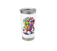 Colorato Pop Art Popcorn Chicco Di Mais Bicchiere termico in acciaio inox doppia parete