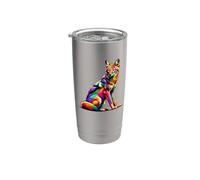 Colorato Pop Art Sciacallo Sciacalli Bicchiere termico in acciaio inox doppia parete