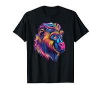 Colorato Primate Testa Vibrante Pop Art Maglietta