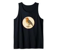 Colorato Retro Arancione Testa Tordo Disegno Uccello Canotta