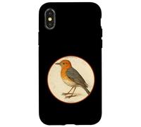 Colorato Retro Arancione Testa Tordo Disegno Uccello Custodia per iPhone X/XS