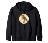 Colorato Retro Arancione Testa Tordo Disegno Uccello Felpa con Cappuccio