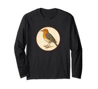 Colorato Retro Arancione Testa Tordo Disegno Uccello Maglia a Manica