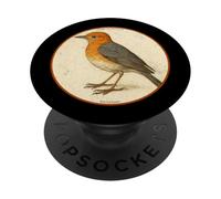 Colorato Retro Arancione Testa Tordo Disegno Uccello PopSockets PopGrip Adesivo