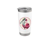 Colorato Retro Roseate Spoonbill Bird Design Bicchiere termico in acciaio inox doppia parete