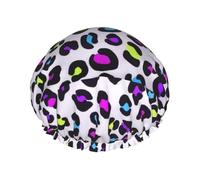 Colorato Rosa Viola Blu Neon Verde Leopardo,Cuffia da doccia, cuffia da notte, doppio strato, impermeabile, elastica, riutilizzabile.