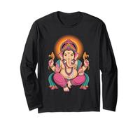 Colorato Signore Ganesha Arte indù Elefante Spirituale Dio Maglia a Manica