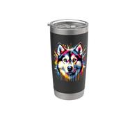 Colorato Splash Art Alaskan Klee Kai Bicchiere termico in acciaio inox doppia parete