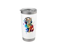Colorato Splash Art Cuffie Sciacallo Sciacalli Bicchiere termico in acciaio inox doppia parete