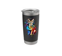 Colorato Splash Art Cuffie Sciacallo Sciacalli Bicchiere termico in acciaio inox doppia parete